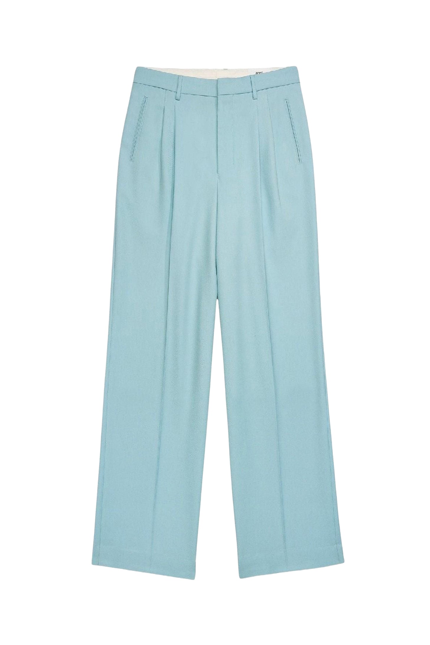 Pantalon droit en laine - Aquamarine