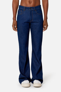Raw denim flare trousers - Indigo