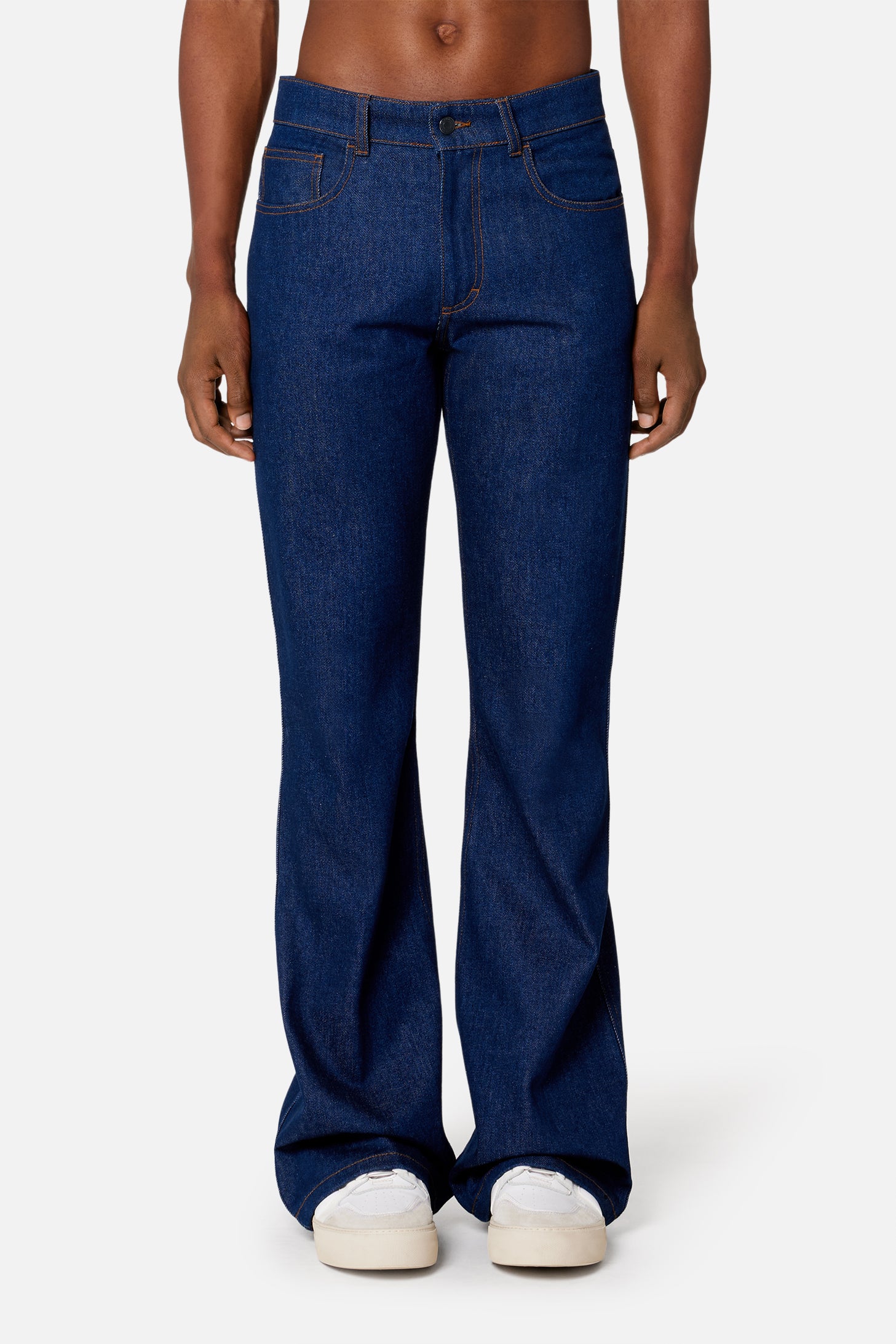 Raw denim flare trousers - Indigo