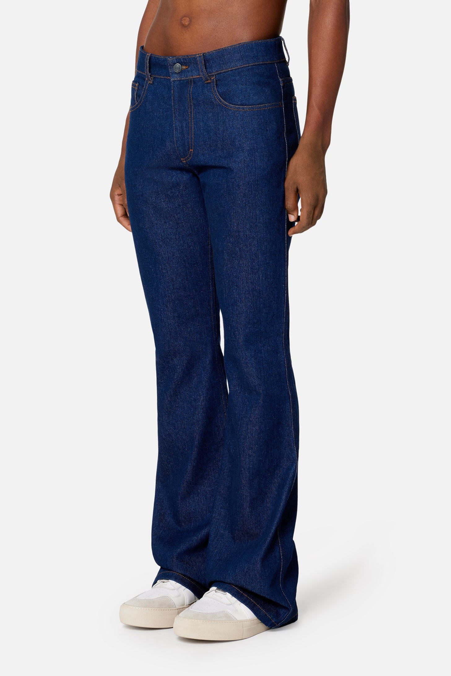 Raw denim flare trousers - Indigo