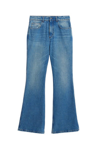 Flare trousers in washed denim - Used Blue