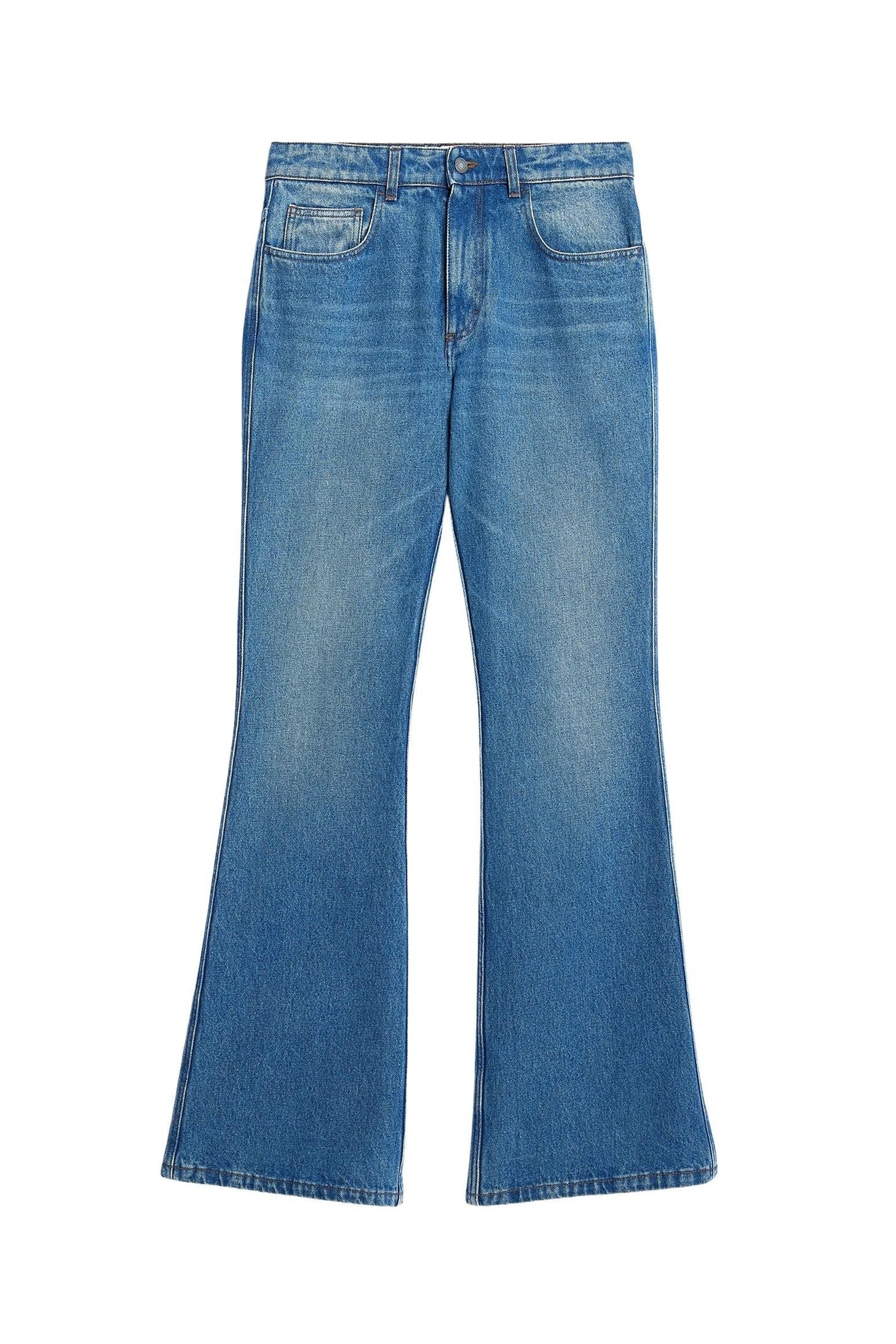 Flare trousers in washed denim - Used Blue