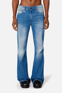 Flare trousers in washed denim - Used Blue