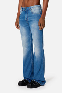 Flare trousers in washed denim - Used Blue