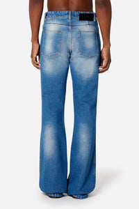 Flare trousers in washed denim - Used Blue