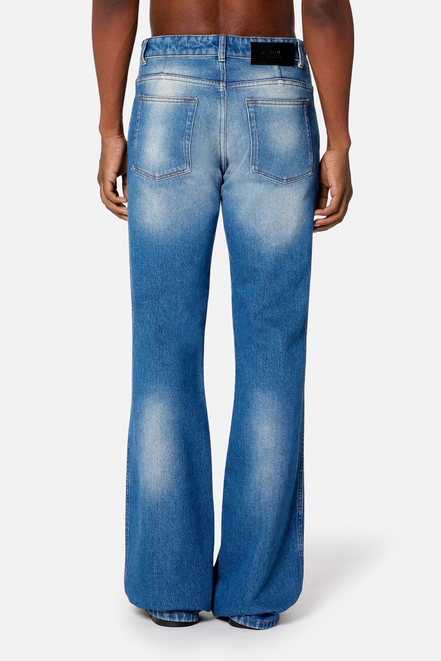 Flare trousers in washed denim - Used Blue
