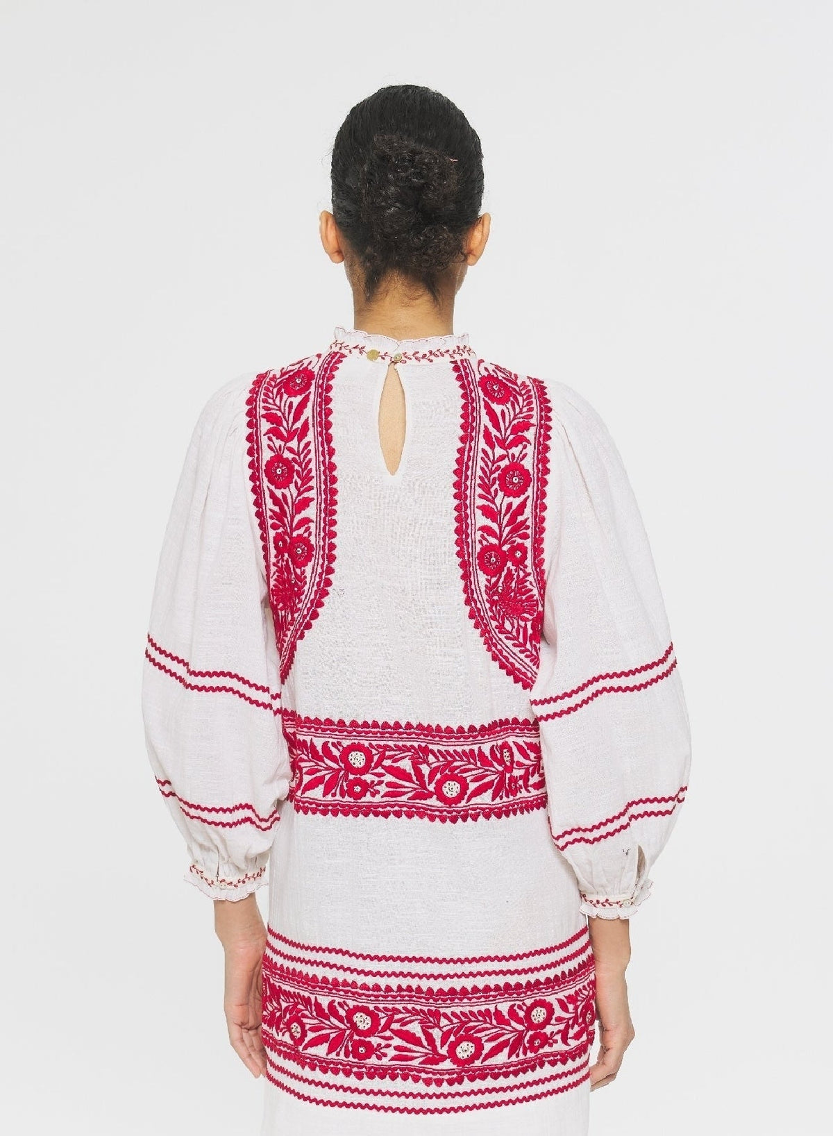 Robe courte brodée Huragian - Cream