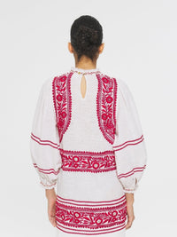 Robe courte brodée Huragian - Cream