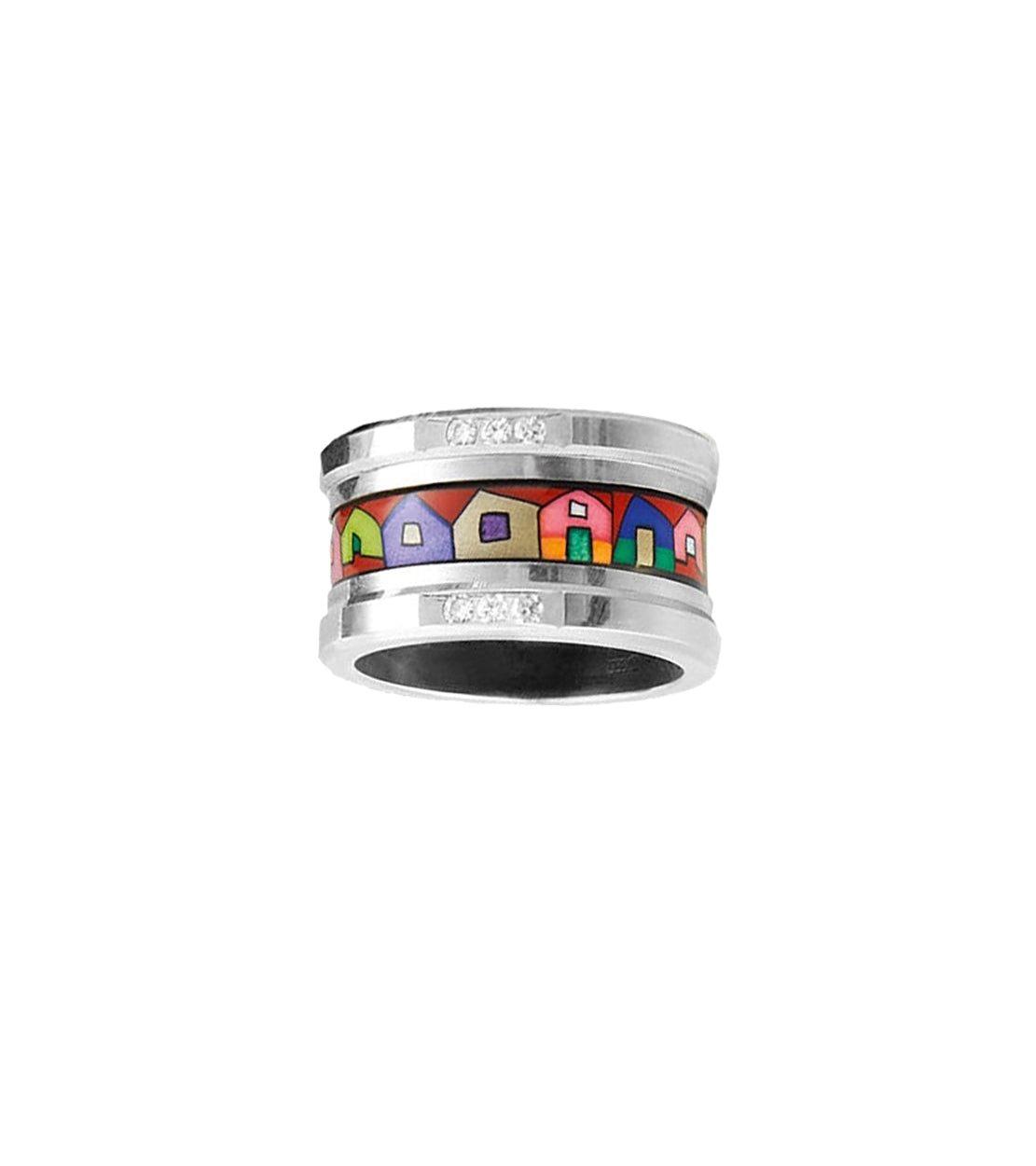 Bague Lumiere décoré à l'or 18 carats et diamants - Rouge, Bleu, Vert & Argent