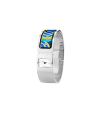Montre Regina en émail et plaqué au rhodium - Bleu & vert & argent
