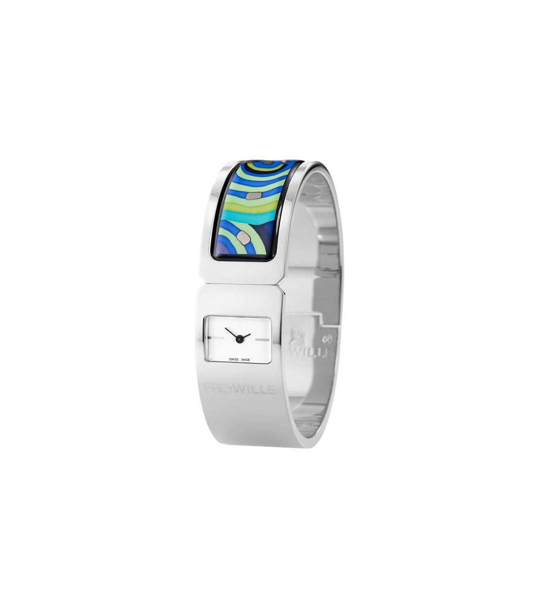 Montre Regina en émail et plaqué au rhodium - Bleu & vert & argent