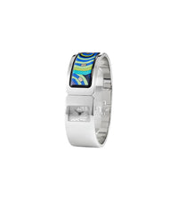 Montre Regina en émail et plaqué au rhodium - Bleu & vert & argent