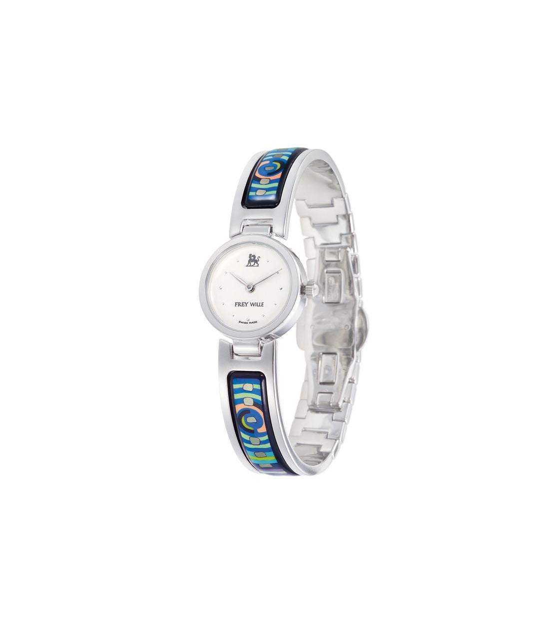 Montre Piccadilly Circus en émail et décoré à l'or - Bleu & vert & argent
