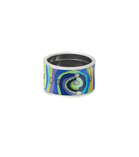 Bague Diva en émail et plaqué au rhodium - Bleu & vert & argent