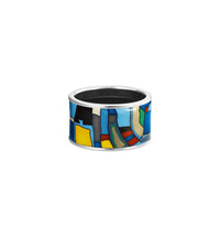 Bague Diva en émail et plaqué au rhodium - Bleu, Turquoise & Rouge