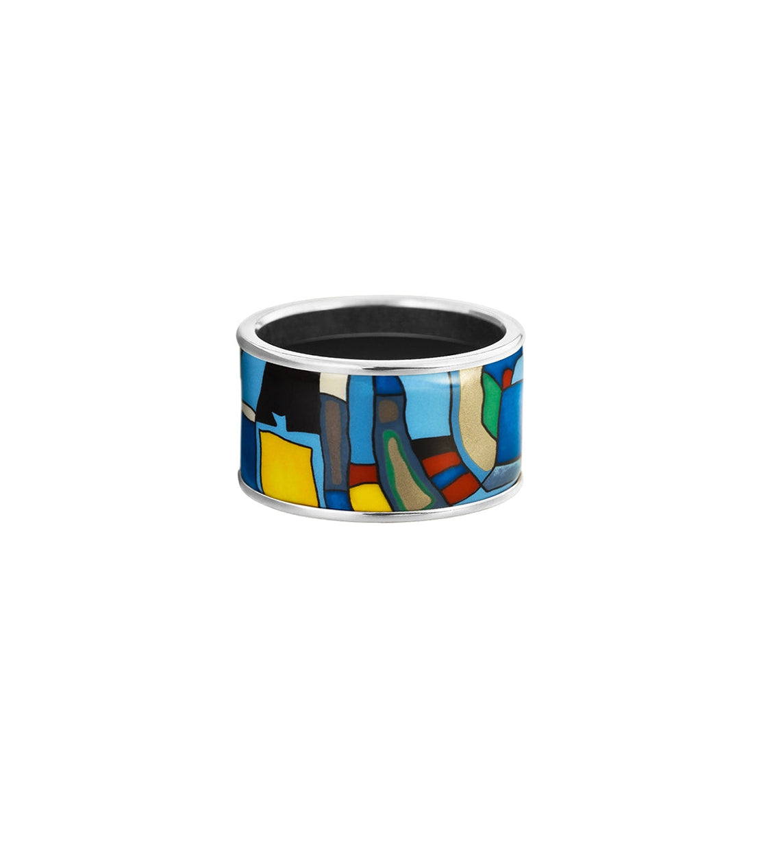 Bague Diva en émail et plaqué au rhodium - Bleu, Turquoise & Rouge