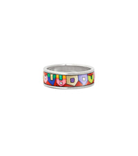 Bague Ultra en émail et plaqué au rhodium - Rouge, Bleu & Vert