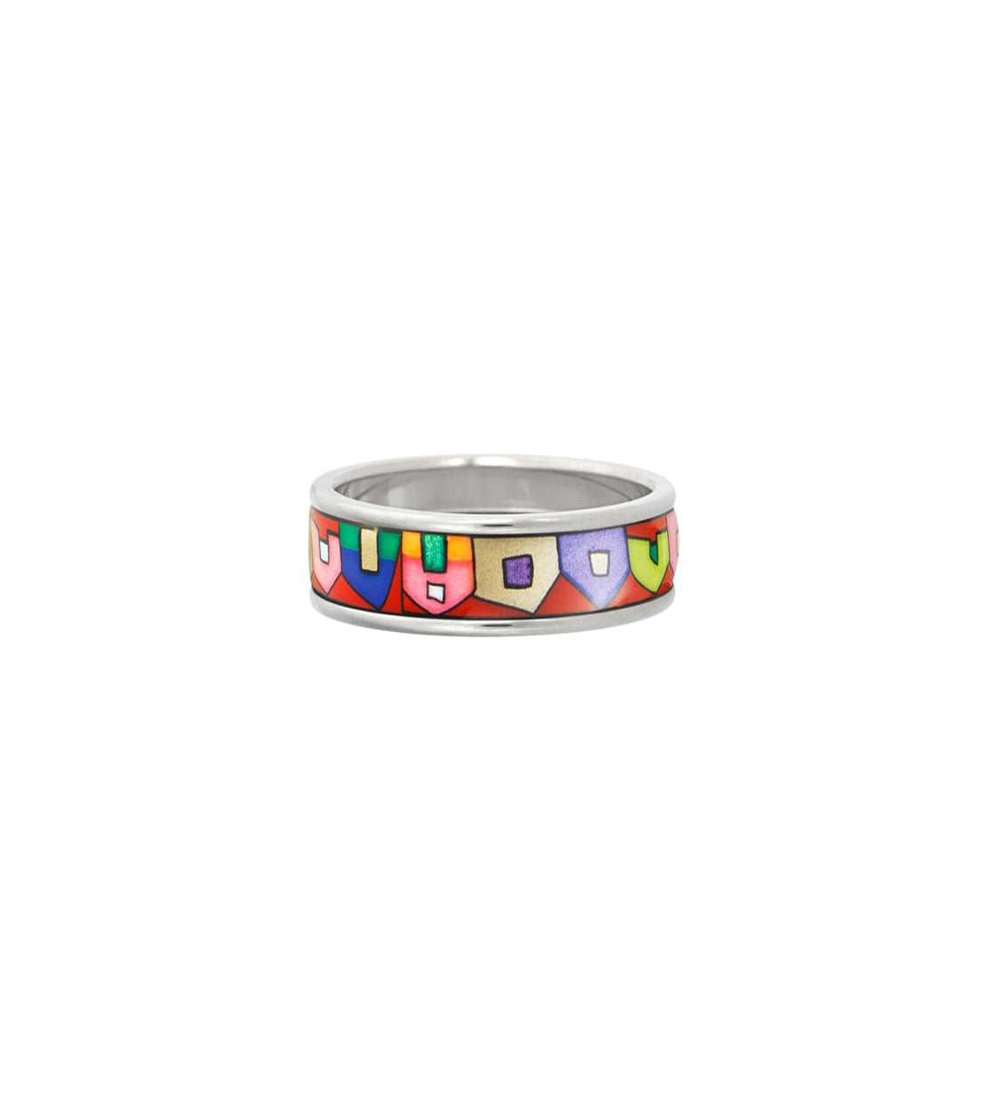 Bague Ultra en émail et plaqué au rhodium - Rouge, Bleu & Vert