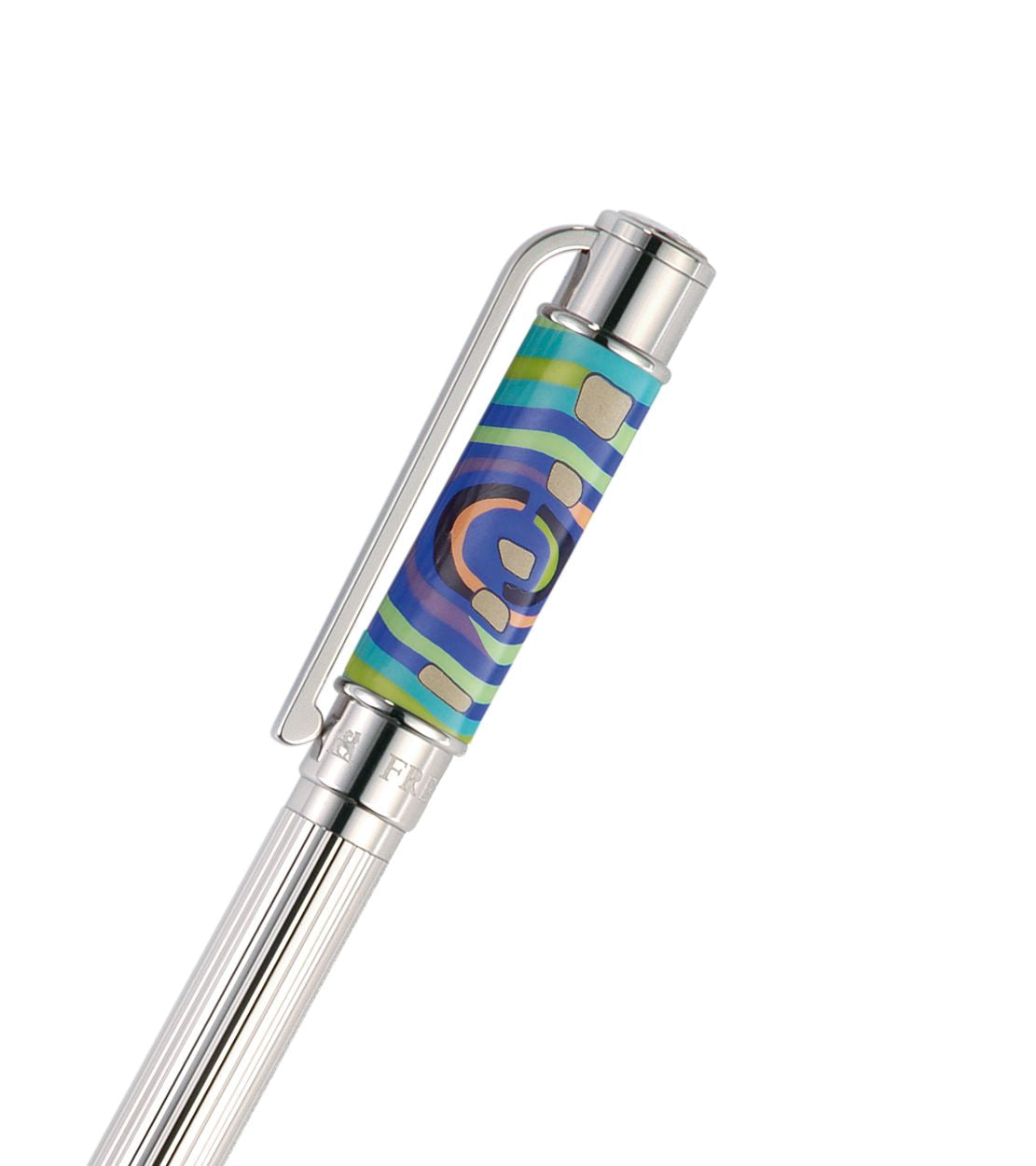 Stylo plume Caesar en émail et plaqué au rhodium - Bleu & vert & argent