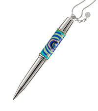 Stylo roller Colette en émail et plaqué au rhodium - Bleu & vert & argent