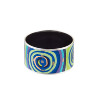 Manchette Diva en émail et plaqué au rhodium - Bleu & vert & argent