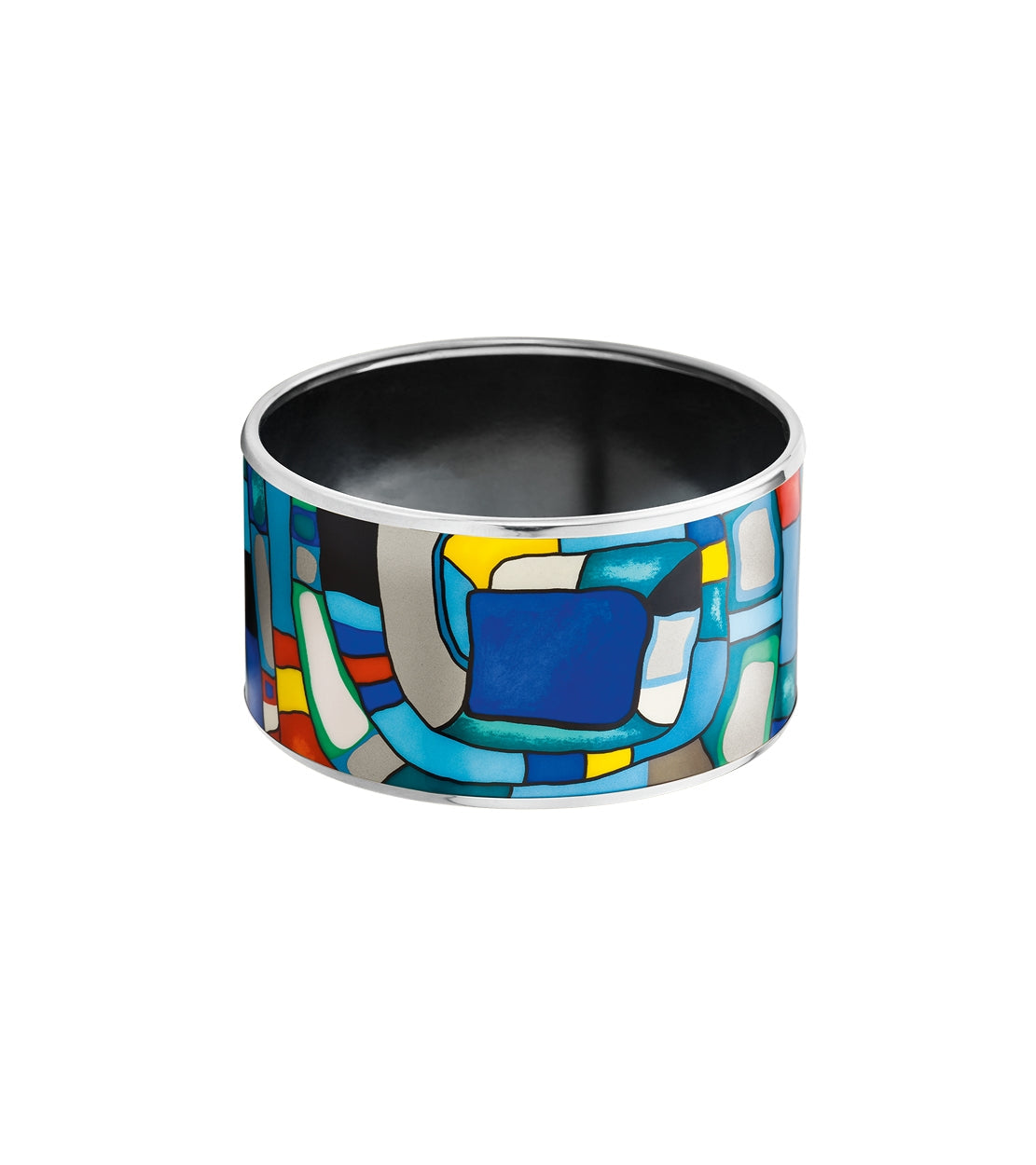 Manchette Diva en émail et plaqué au rhodium - Bleu, Turquoise & Rouge