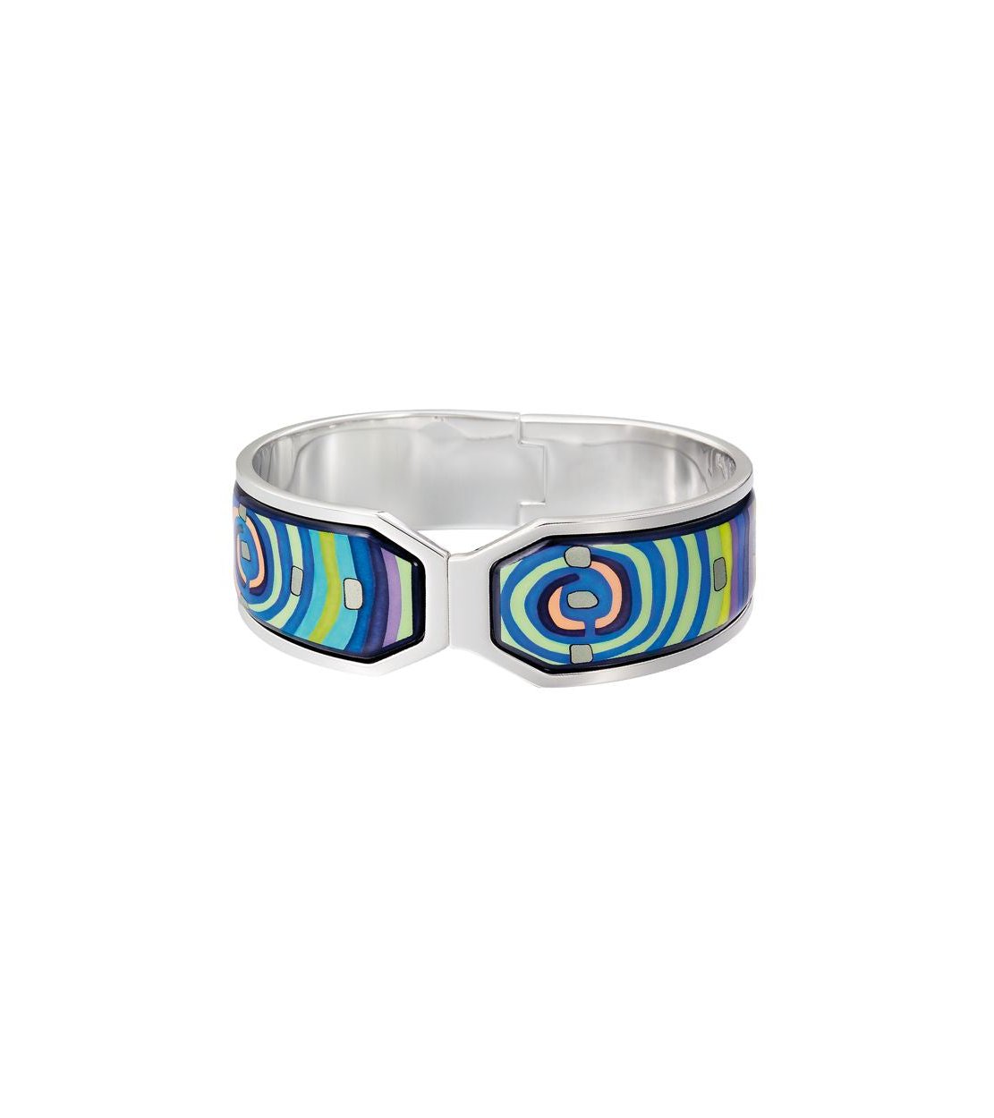 Manchette Contessa en émail et plaqué au rhodium - Bleu & vert & argent