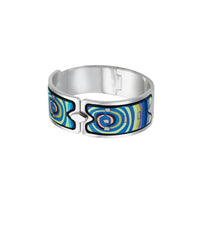 Manchette Royal en émail et plaqué au rhodium - Bleu & vert & argent