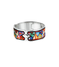 Manchette Royal en émail et plaqué au rhodium - Rouge, Bleu & Vert