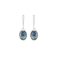 Rhodium-plated Waterdrop earrings - Blue, Green & Silver