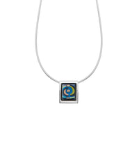 Collier Booklet en émail et plaqué au rhodium - Bleu & vert & argent