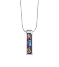 Collier Cascade en émail et plaqué au rhodium - Rouge, Bleu & Vert
