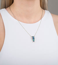 Collier Wave en émail et plaqué au rhodium - Bleu, Vert & Argent