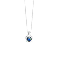 Collier Victoria's flower en émail et rhodium - Bleu & vert & argent