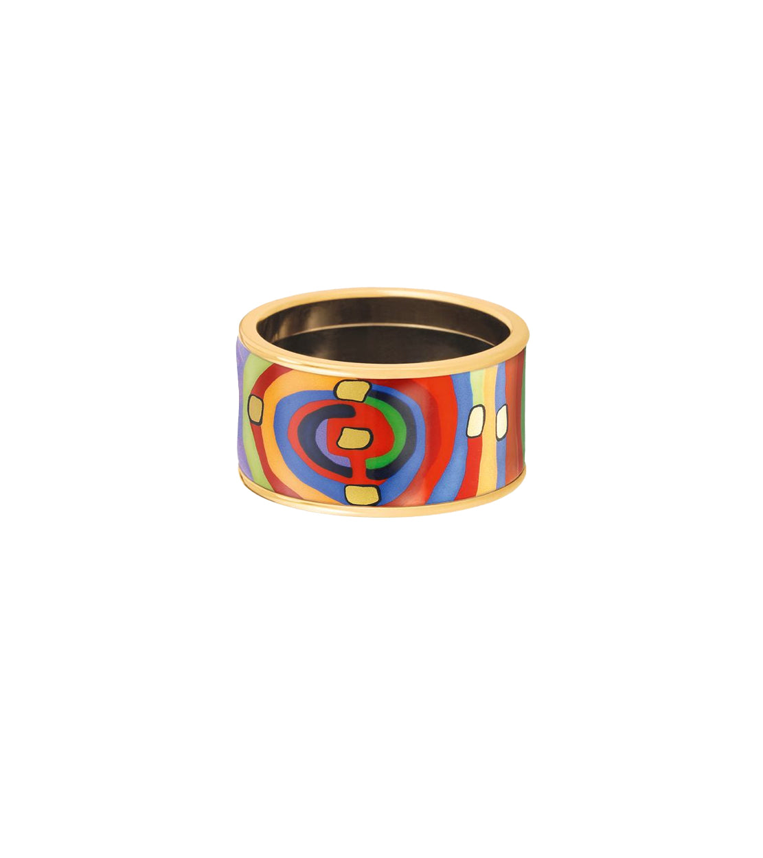 Bague Diva en émail et décoré à l'or - Rouge & bleu & vert