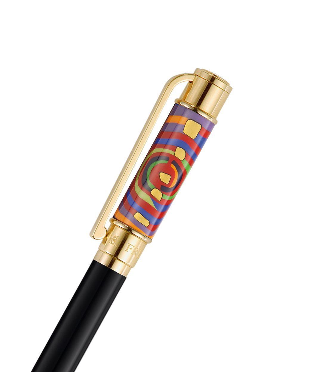 Stylo plume Caesar en émail et décoré à l'or - Rouge & bleu & vert