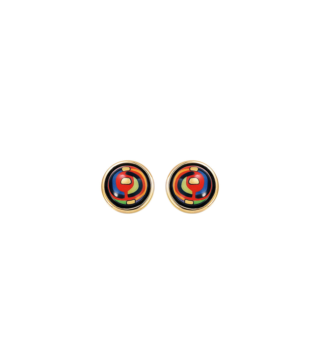 Cabochon earrings plated with 24 carat gold - Multicoloured