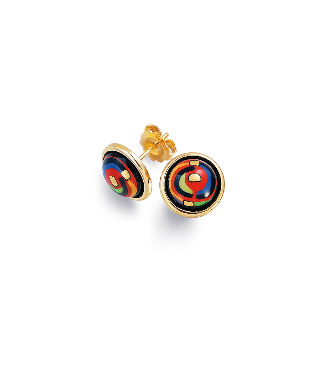 Cabochon earrings plated with 24 carat gold - Multicoloured