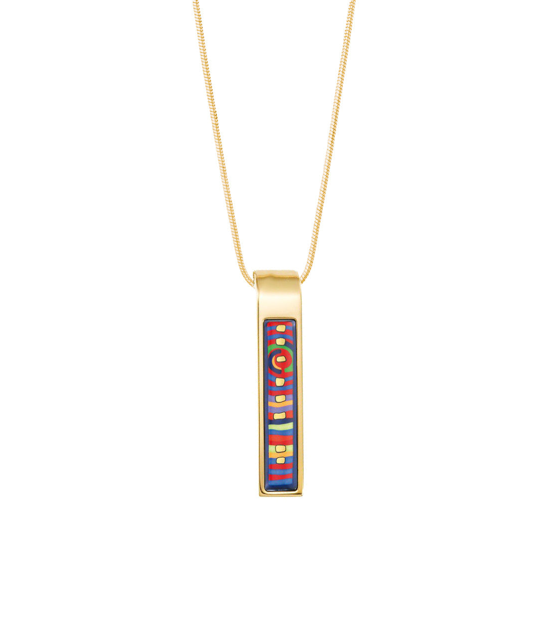 Collier Cascade en émail et décoré à l'or - Rouge & bleu & vert