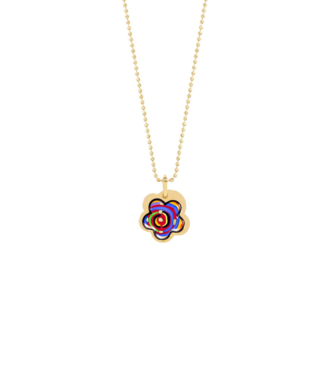 Collier Flower décoré à l'or 24 carats - Rouge, Bleu & Vert