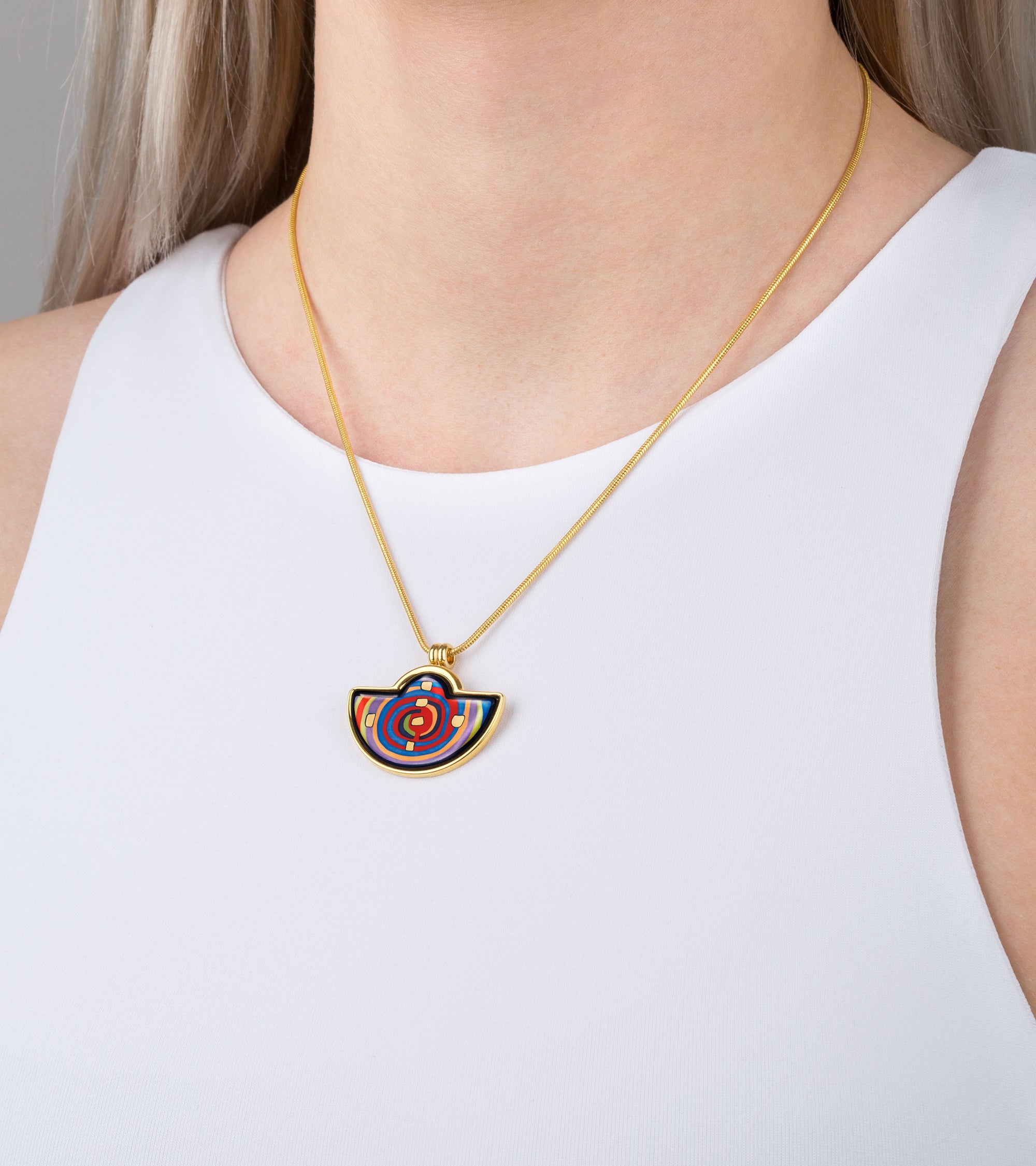 Collier Halfround décoré à l'or 24 carats - Rouge, Bleu & Vert
