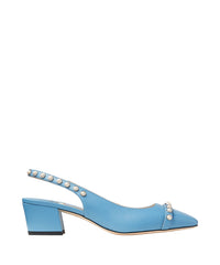 Hya Slingbacks with pearl studs 45 in leather - London Blue