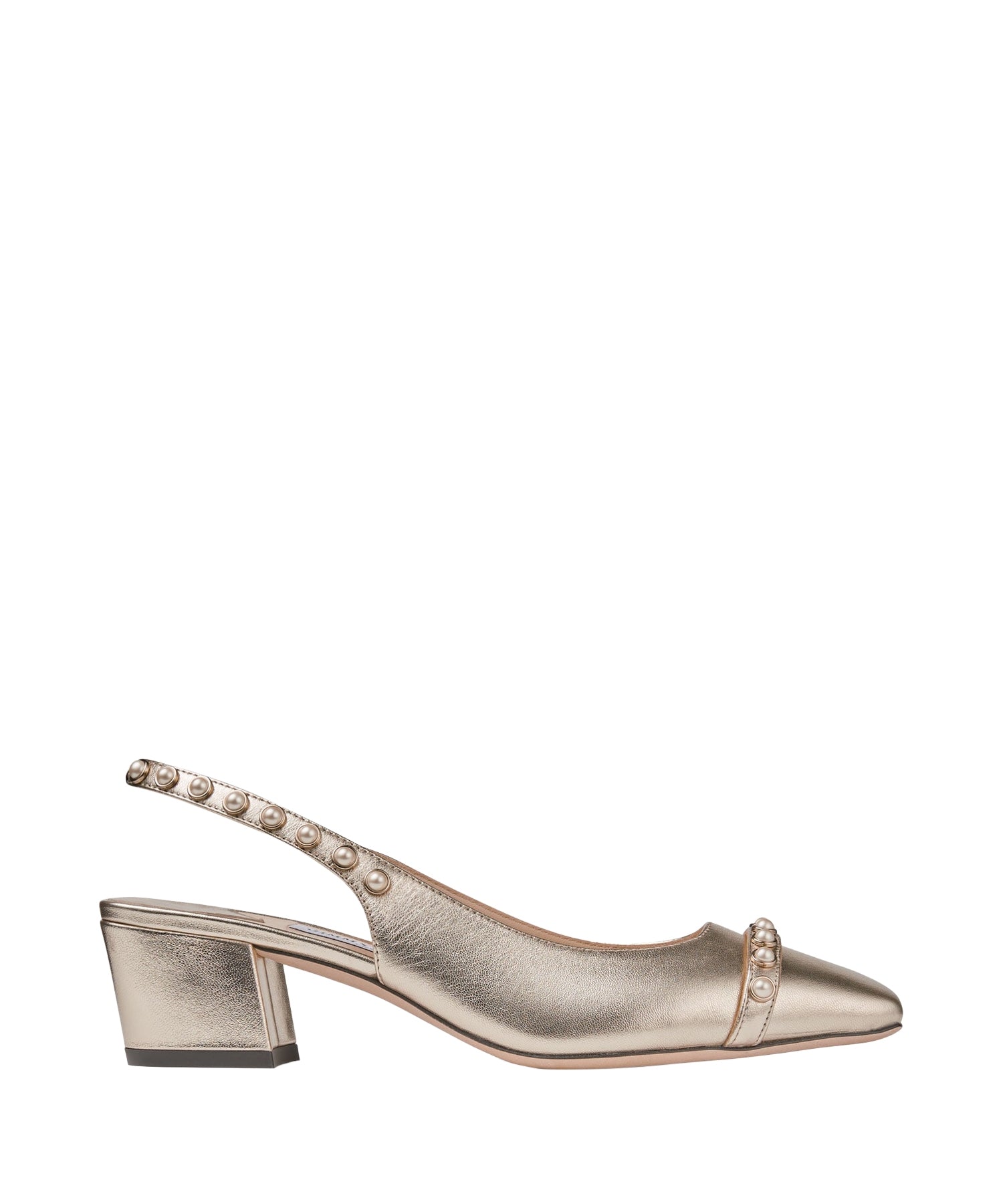 Slingbacks Hya 45 en cuir métallisé à perles - Gold
