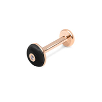 Noir / Piercing Rond Art Deco en Or rose 14K serti de diamant - Noir