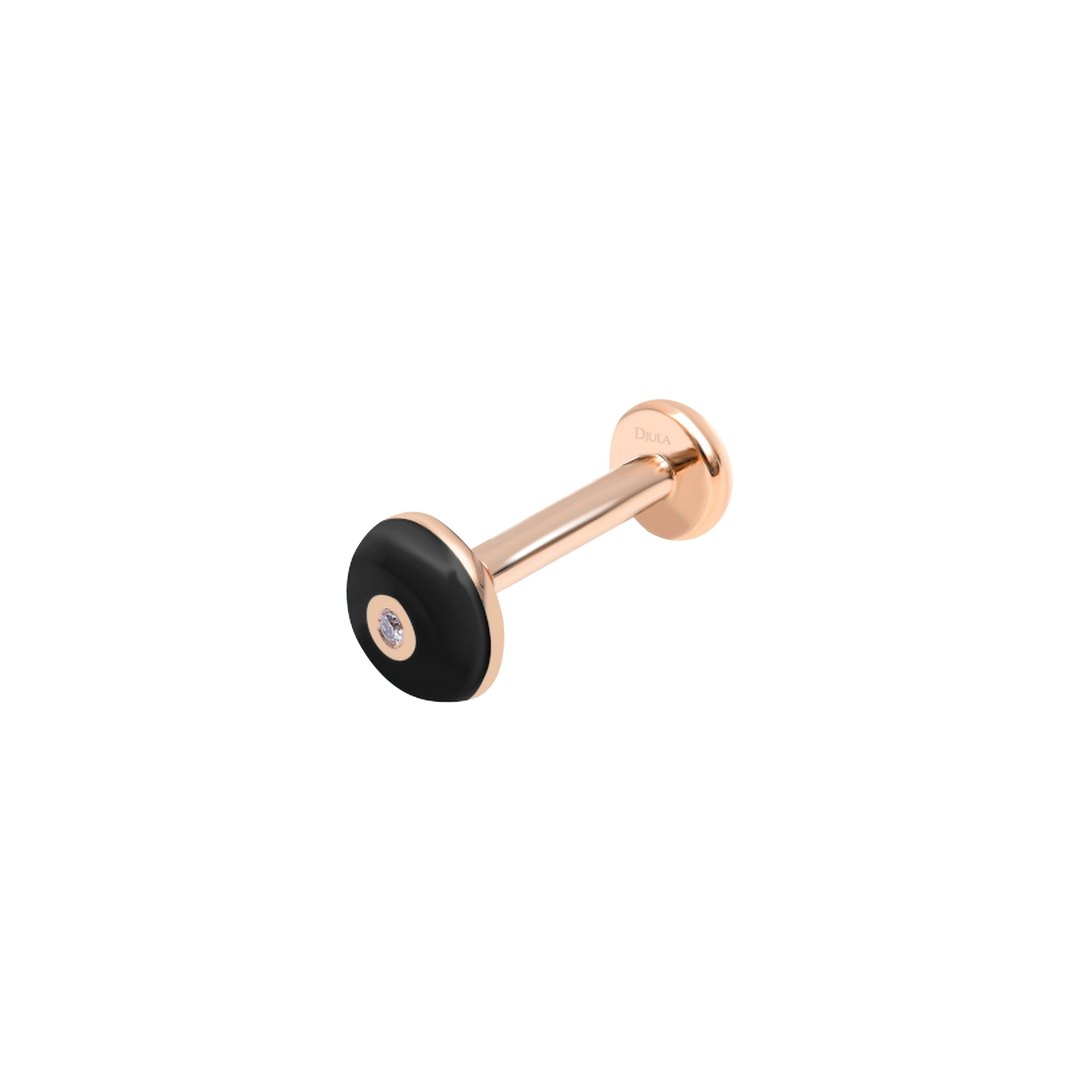 Piercing Rond en Or rose 14K serti de diamant - Noir