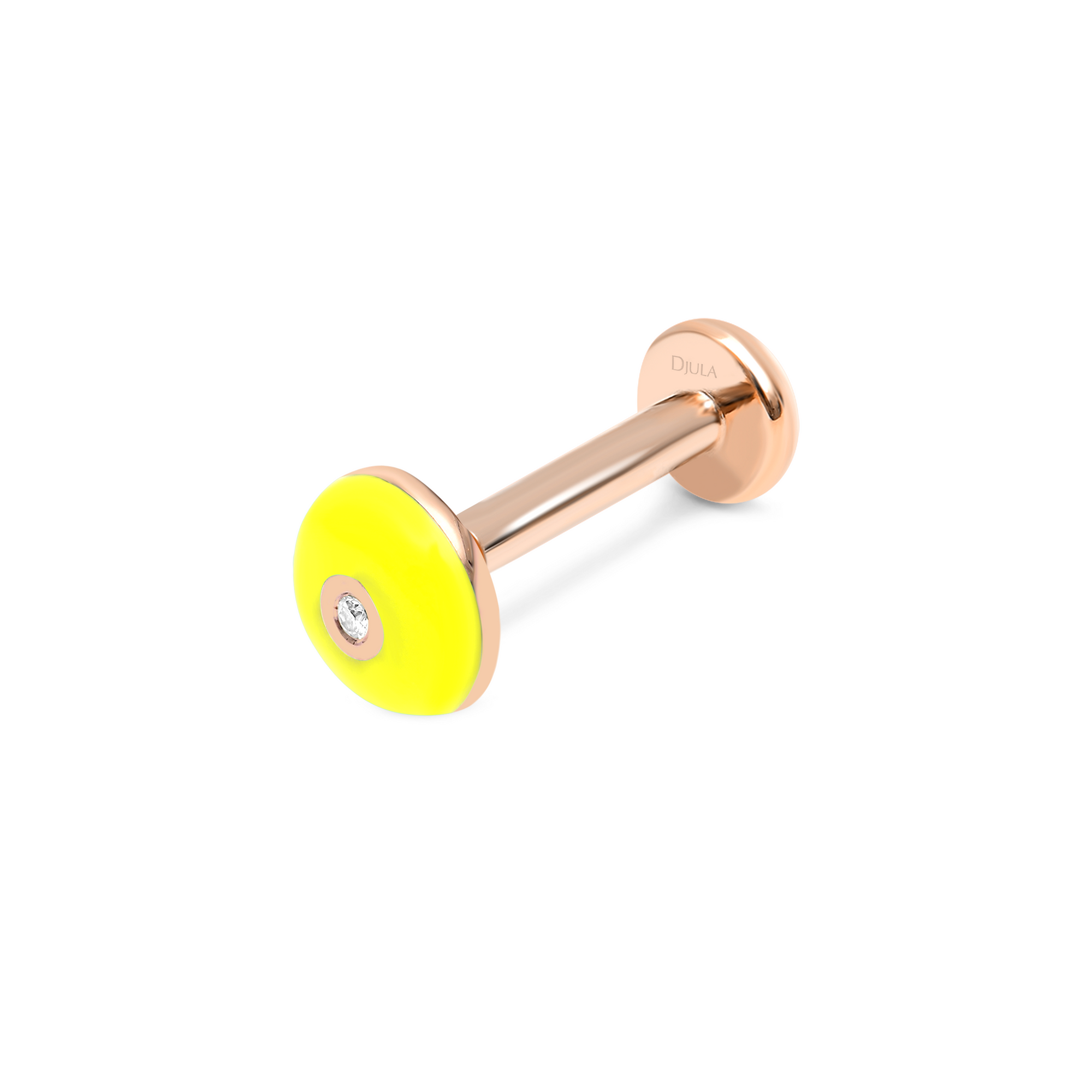Jaune Fluo / Piercing Rond Art Deco en Or rose 14K serti de diamant - Jaune Fluo