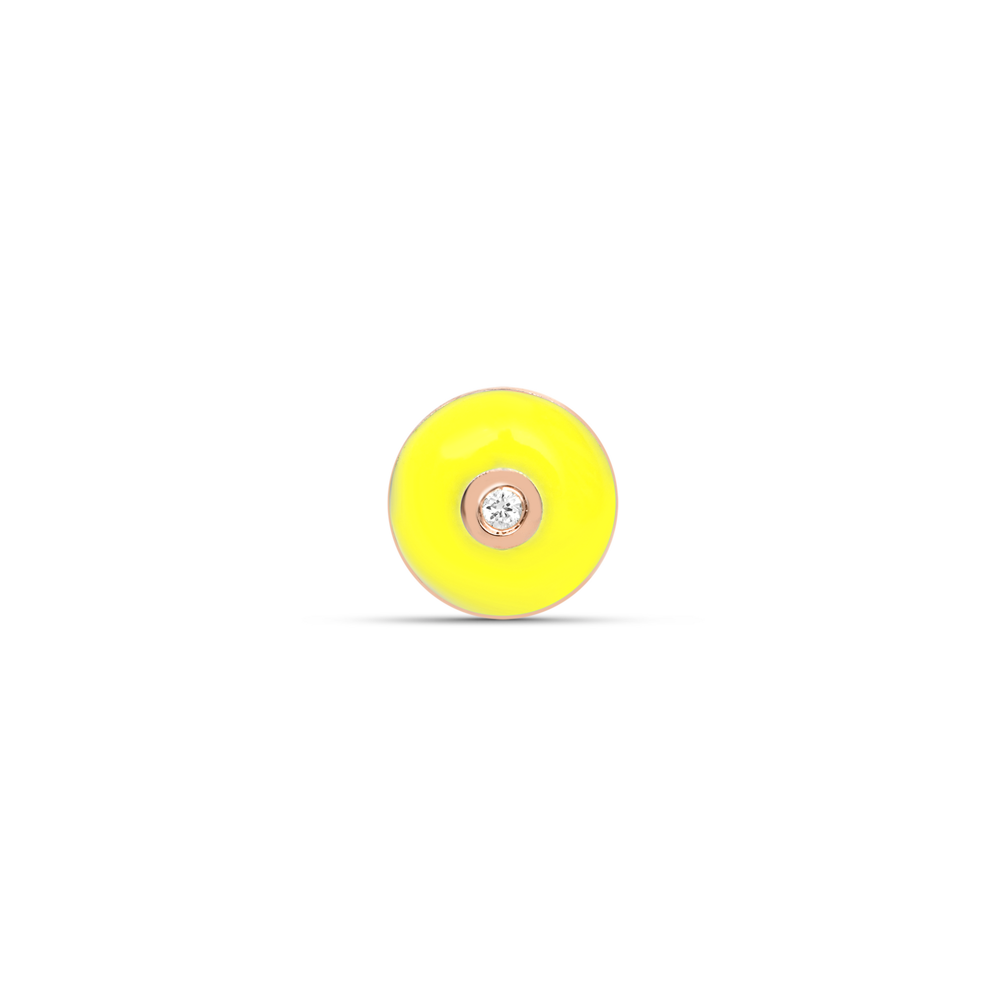 Jaune Fluo / Piercing Rond Art Deco en Or rose 14K serti de diamant - Jaune Fluo