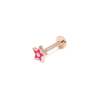 Rose fluo / Piercing Étoile Art Deco en Or rose 14K serti de diamant - Rose fluo