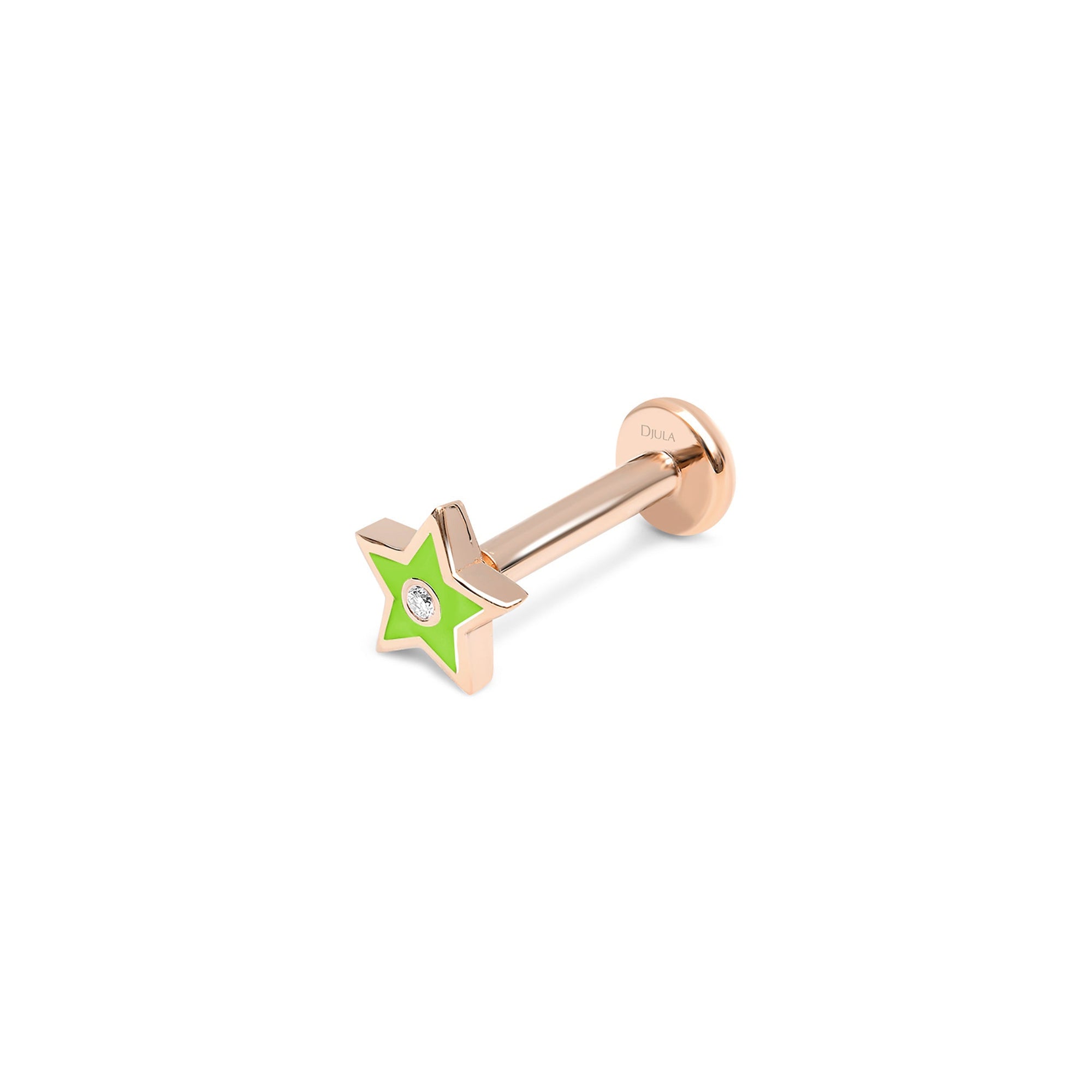 Jaune Fluo / Piercing Étoile Art Deco en Or rose 14K serti de diamant - Jaune Fluo