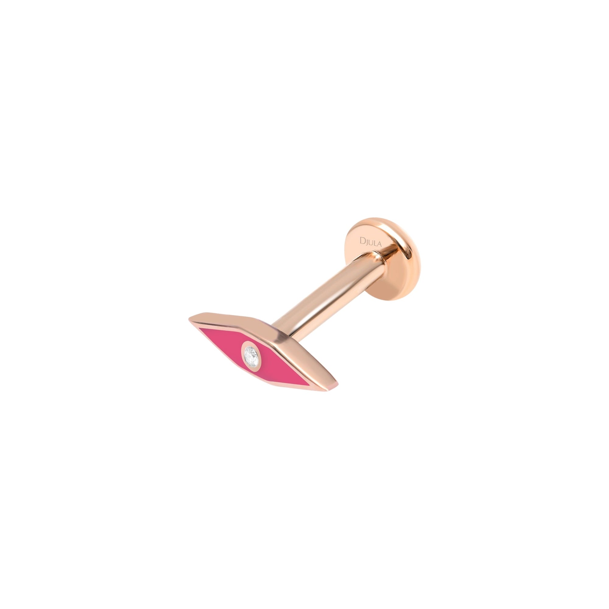 Rose fluo / Piercing Pic Art Deco en Or rose 14K serti de diamant - Rose fluo